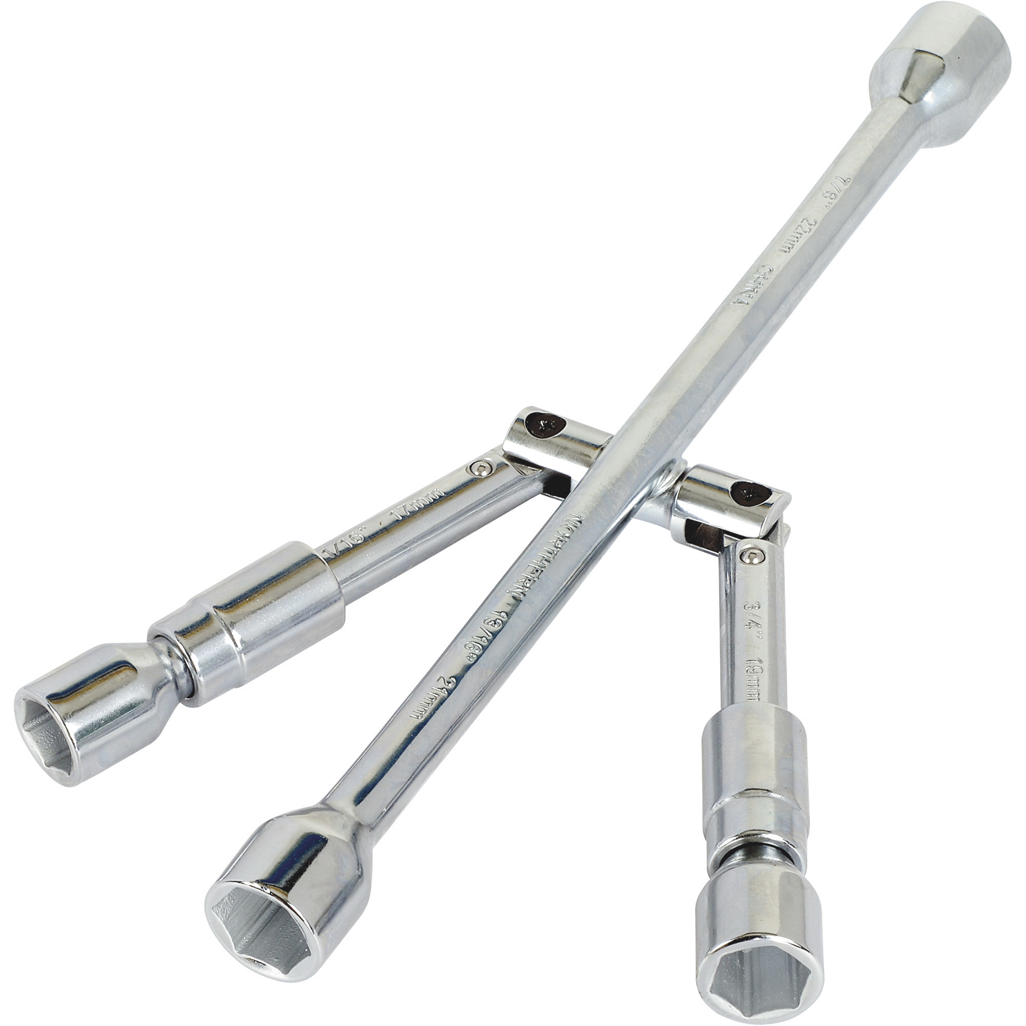 Ultra-Tow 14in. Folding Lug Wrench, 11/16in., 3/4in., 13/16in., 7/8in., Steel